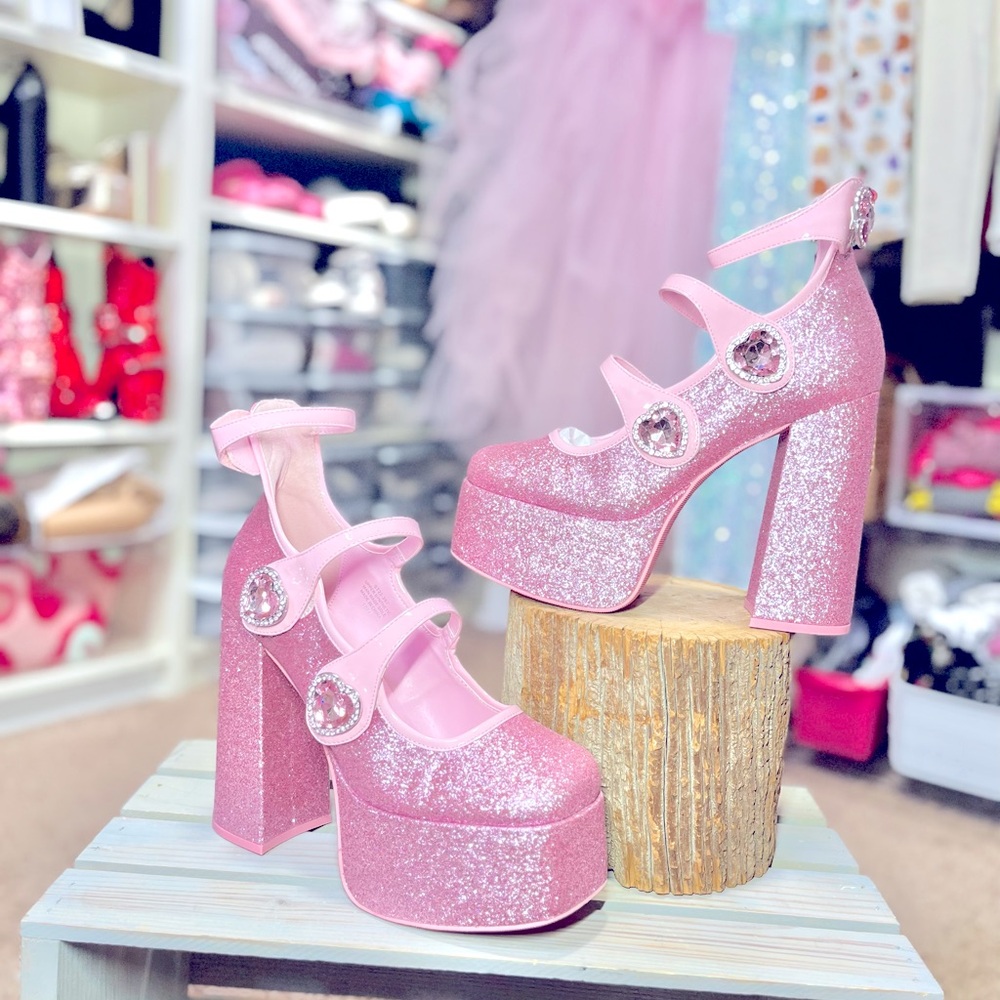 SugarThrillz Dolls Kill Glitter Platform Heels